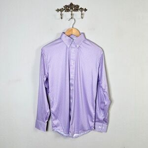 Collars & Co. Small‎ Dress Collar Shirt Purple Gingham Button Down Long Sleeve